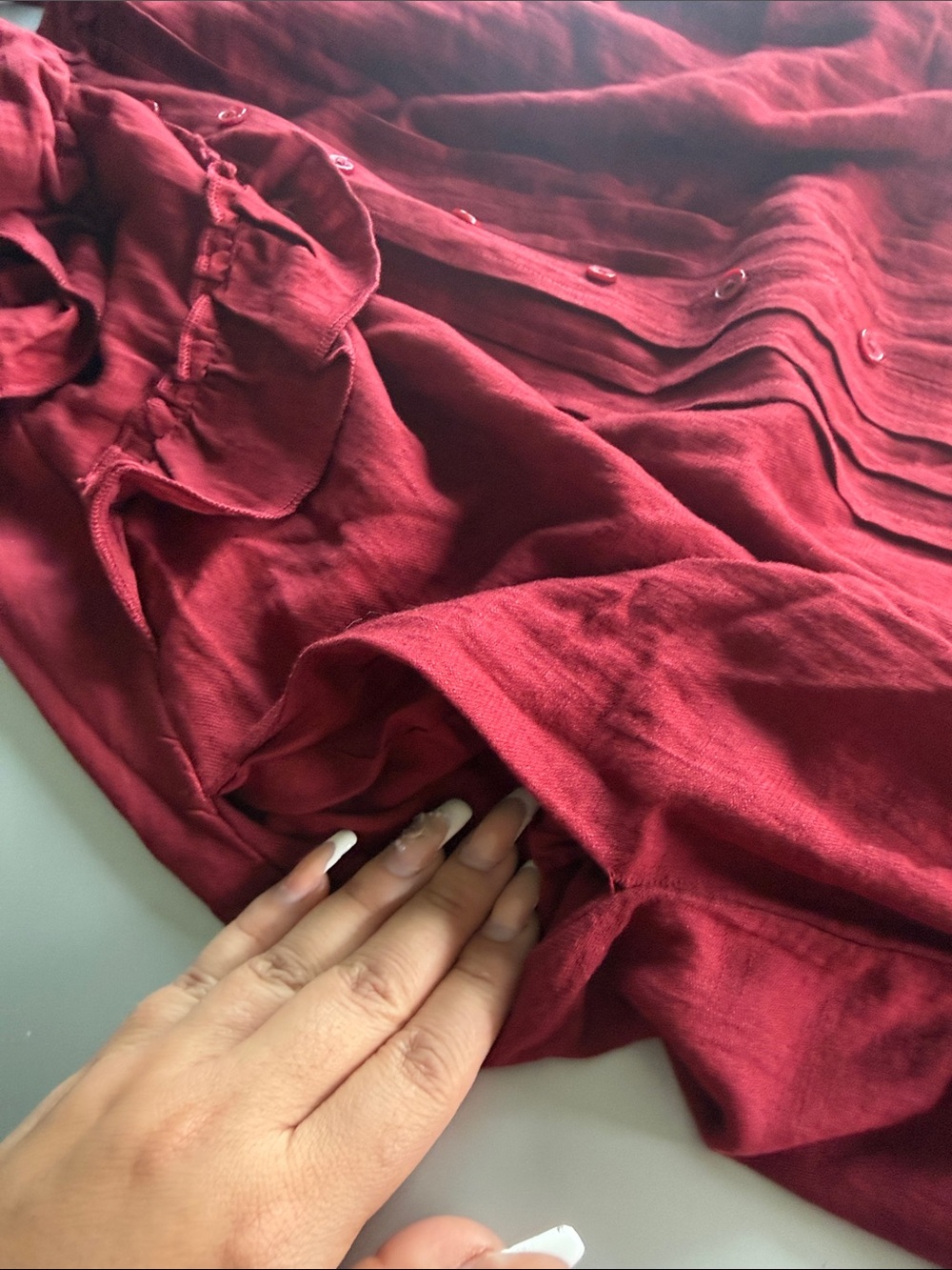 Universal Thread Burgundy Ruffle Mini Dress - Picture 9 of 9